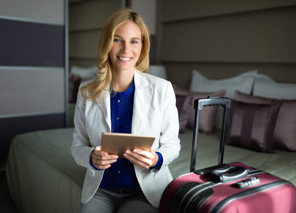 A concierge service handing keys to travellers