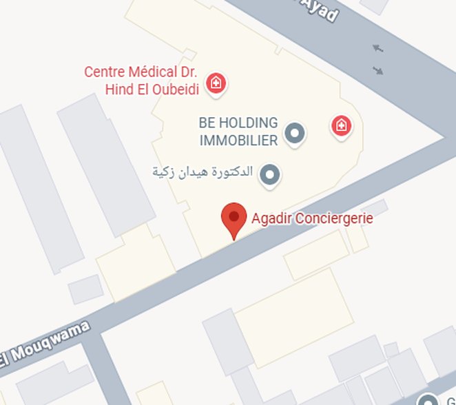 Map of the Stash & Go drop-off point in Agadir